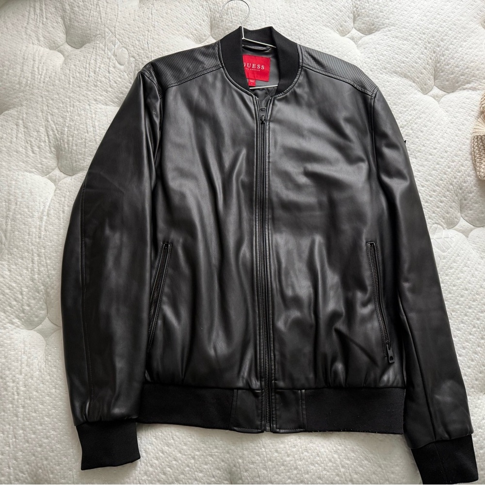 GUESS Men's Sleek Black Bomber Jacket